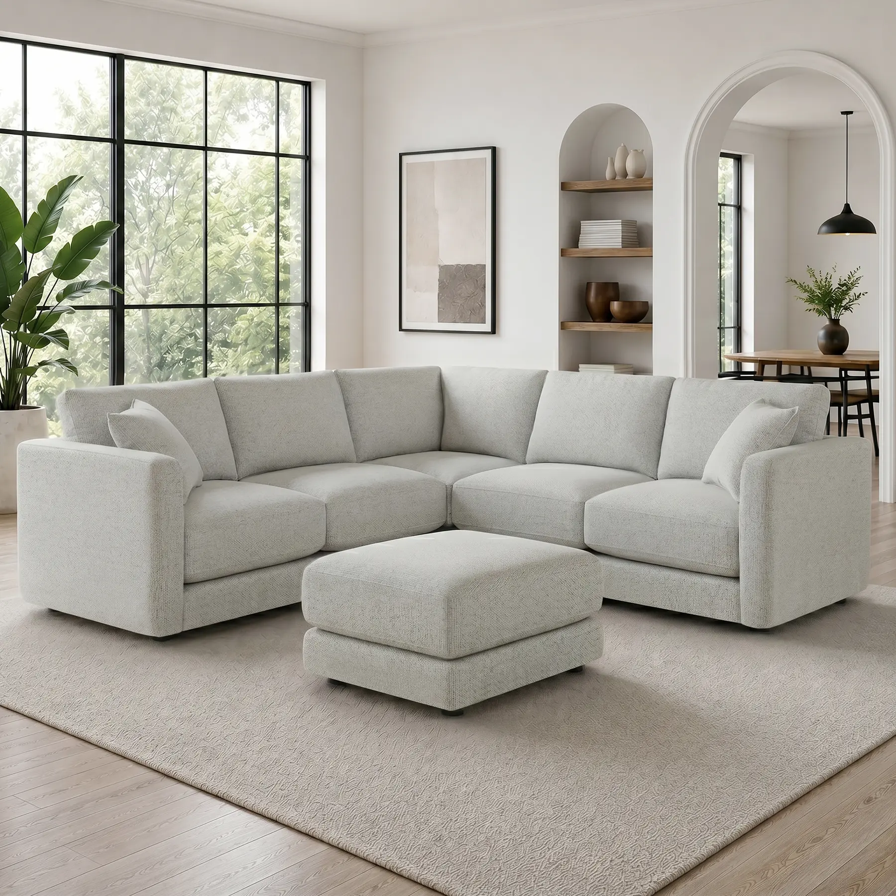 Light grey Crestwood Signature modular sectional in a bright living room
