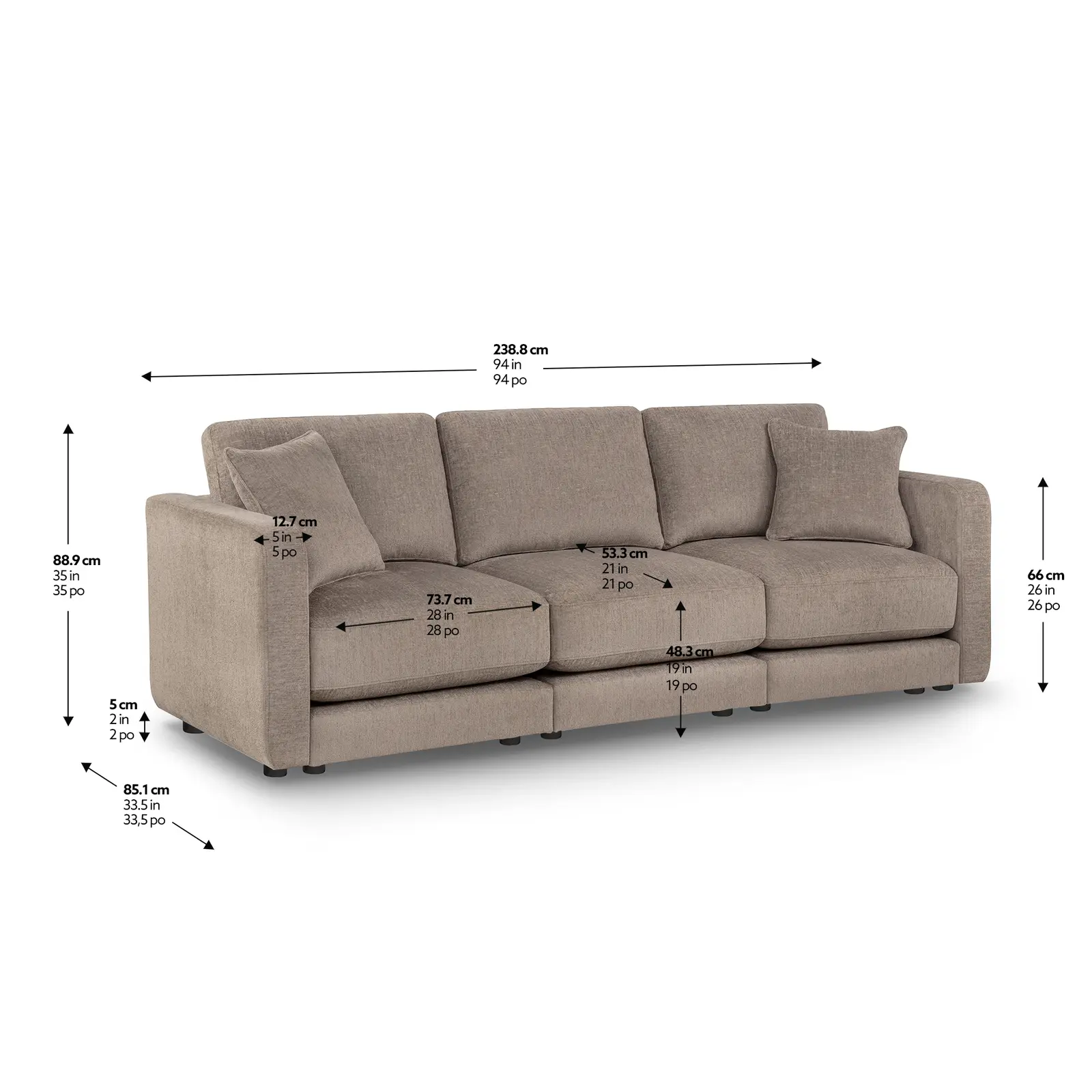 Modular Sofa - Product dimensions